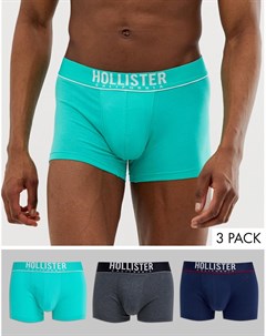 Комплект из 3 боксеров брифов с контрастным поясом Hollister