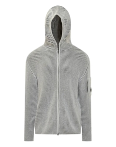 Кардиган с капюшоном и рубчатой вязкой, серый C.p. company
