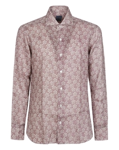 Льняная рубашка с цветочным принтом, коричневый Barba