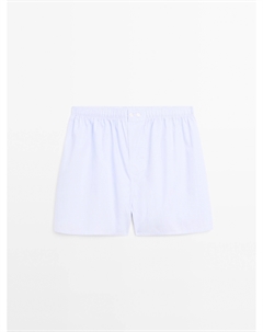 Боксеры из 100% хлопка в микрополоску, Sky Blue Massimo dutti