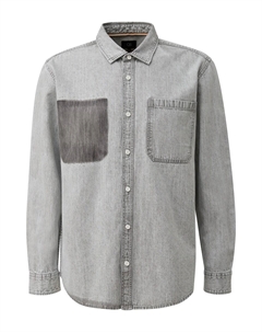 Рубашка на пуговицах классического кроя, Grey denim Qs
