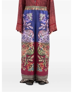 Шелковые брюки с цветочным узором, фиолетовый Pierre-louis mascia