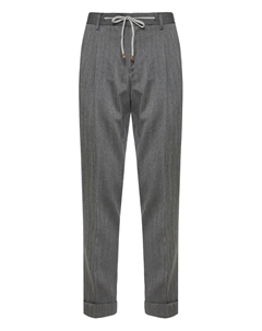 Брюки с плиссировкой и шнурком, серый Barba