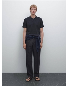 Рубашка-Поло в рубчик с воротником-стойкой, темно-синий Massimo dutti