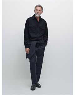 Верхняя рубашка с нагрудными карманами, темно-синий Massimo dutti