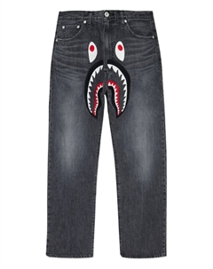 Джинсы с нашивкой в виде акулы, серый A bathing ape®