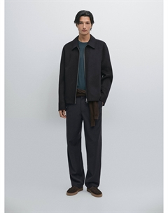 Пиджак в тонкую полоску из шерстяной смеси Double-Weave, темно-синий Massimo dutti