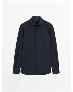 Рубашка облегающего кроя стретч, темно-синий Massimo dutti