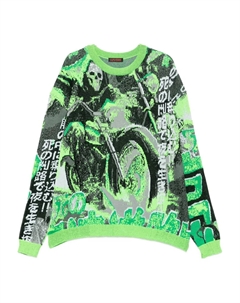 Джаккардовый свитер с изображением Жнеца, зеленый Lựu đạn