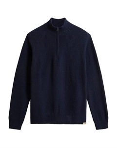 Свитер в рубчик с воротником на молнии, синий Woolrich