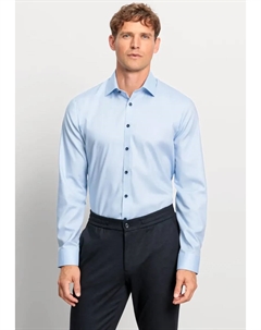 Деловая рубашка "№. Шесть супертонких дюймов с тонкой, искусственной простой структурой, синий Olymp