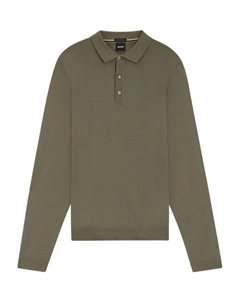 Поло с длинными рукавами на пуговицах, зеленый Boss