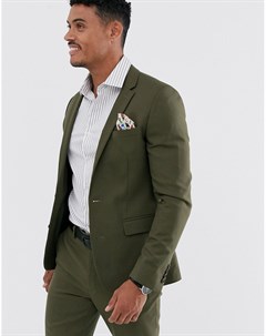 Оливково зеленый пиджак зауженного кроя Asos design