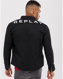 Свободная джинсовая рубашка черного цвета Replay