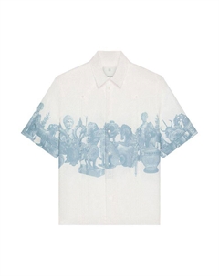 Рубашка Short-Sleeve Shirt With Pintucks, Blue/White Givenchy