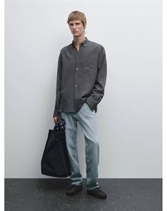 Рубашка свободного кроя, темно-серый Massimo dutti