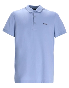 Рубашка поло с вышитым логотипом, синий Boss