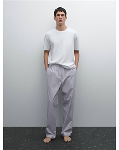 Пижама в полоску из 100% хлопка с футболкой с короткими рукавами, синий Massimo dutti