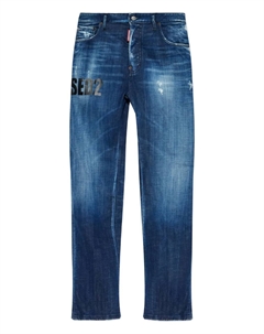 Джинсы с потертостями и логотипом, синий Dsquared2