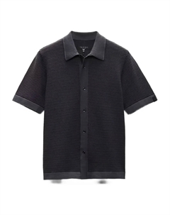 Фактурная рубашка с короткими рукавами, черный Rag & bone