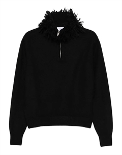 Джемпер с бахромой на воротнике, черный Alexander mcqueen