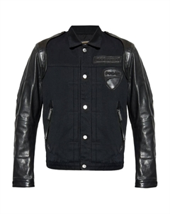 Рубашка-куртка с кожаными рукавами и нашивкой X Ducati, черный Dsquared2