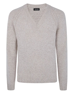 Шерстяной свитер с V-образным вырезом, нейтральный Zegna