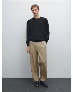 Кашемировый вязаный свитер с круглым вырезом, черный Massimo dutti