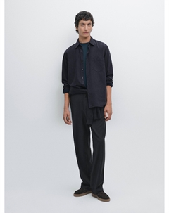 Рубашка в рубчик стандартного кроя, синий Massimo dutti