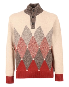 Шерстяной свитер с высоким воротом и ромбовидным узором, нейтральный Ballantyne