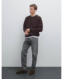 Свитер из шерсти и кашемира в рубчик, бордовый Massimo dutti