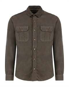 Вельветовая рубашка с накладными карманами с клапанами, коричневый Canali