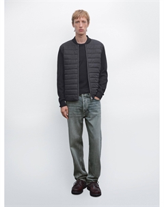 Стеганая куртка-бомбер, черный Massimo dutti