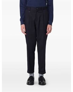 Зауженные брюки с деталями сборки, синий Paolo pecora