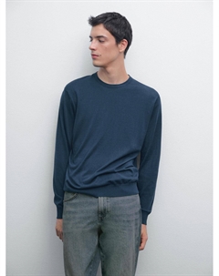 Свитер из смеси хлопка и шелка, синий Massimo dutti