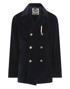 Двубортное пальто из бархата, синий Camplin