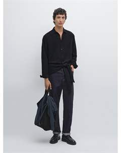 Рубашка в рубчик стандартного кроя, темно-синий Massimo dutti