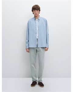 Мягкая меланжевая рубашка стандартного кроя, синий Massimo dutti