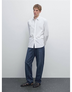 Рубашка из поплина классического кроя, белый Massimo dutti