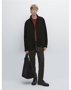 Вельветовая рубашка стандартного кроя, коричневый Massimo dutti