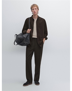 Рубашка в рубчик стандартного кроя, коричневый Massimo dutti