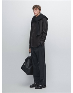 Рубашка классического кроя из хлопковой смеси, темно-синий Massimo dutti