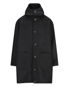 Пальто с накладными карманами и капюшоном, черный Cini
