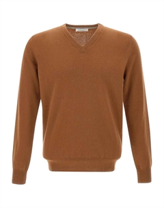 Вязаный свитер с V-образным вырезом, коричневый Kangra