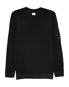 Шерстяной свитер с отделкой из линз, черный C.p. company