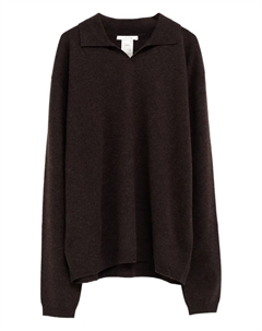 Кашемировый свитер с воротником-поло, коричневый The row