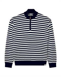 Полосатый свитер с короткой молнией, синий Paul & shark
