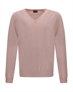 Свитер с V-образным вырезом, розовый Zegna