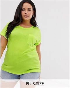 Свободная футболка неоново зеленого цвета Brave soul plus