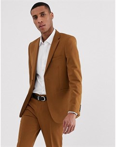 Золотистый эластичный приталенный пиджак Burton menswear